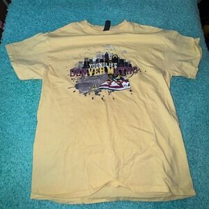 Young Life‎ Denver Metro T-Shirt Gildan Yellow Graphic Tee Women's